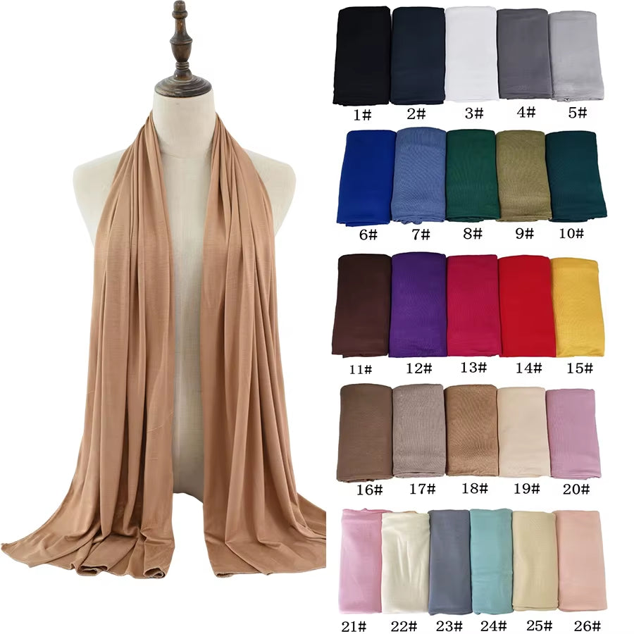 Fashion Scarf Wholesale Mercerized Cotton Premium Jersey Headscarf Hijab Muslim Women Stretchy Rayon Shawl Scarves