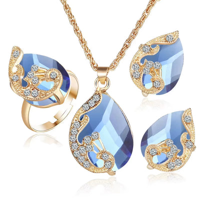 Hot Selling 6 Pcs Watch Set Colorful Drop Pendants Earrings Bangle Jewelry Set for Women