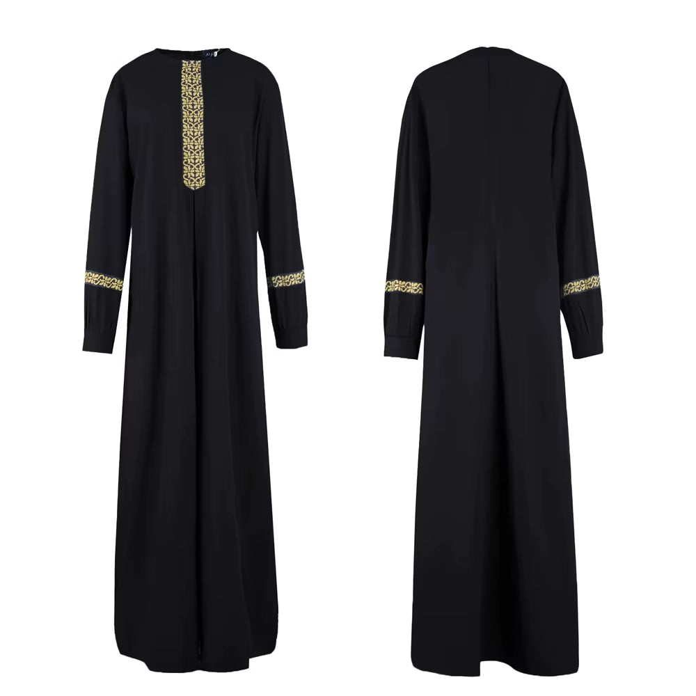 Women'S Polyester Abaya Dress Breathable Islamic Robe with Pockets Maxi Prayer Clothes and Hijabs for Adults