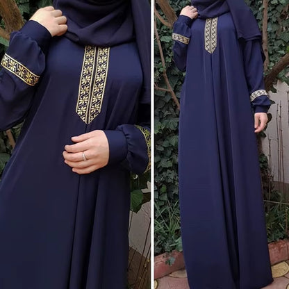 Women'S Polyester Abaya Dress Breathable Islamic Robe with Pockets Maxi Prayer Clothes and Hijabs for Adults