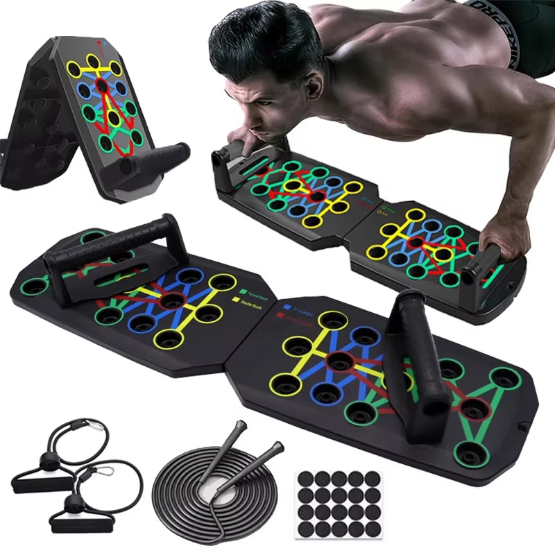 Portable Push-Up Board Set - Multifunctional Foldable Fitness Equipment for Chest, Abdomen, Arms, and Back Training