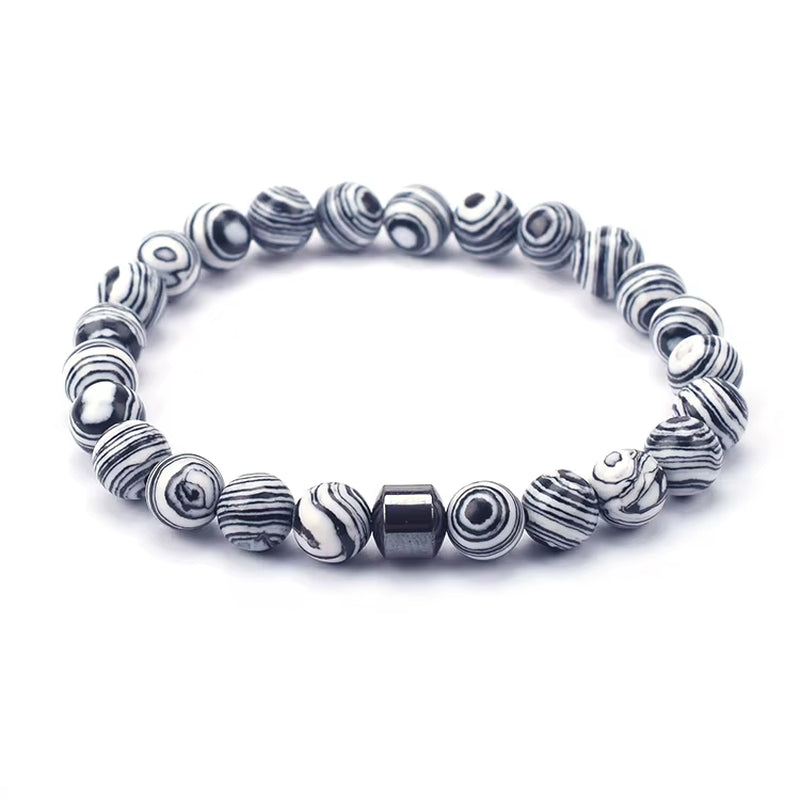 Hot Selling Wholesale Custom 8Mm Magnet Charm Beads Stretch Natural Stone Lava Bead Men Bracelet for Couple