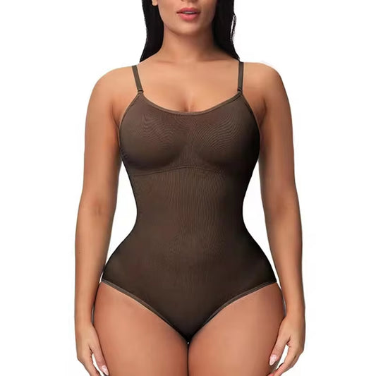 V-Fit Shapewear Bodysuit – Spaghetti Strap Compression Body Shaper | Open Crotch Slimming & Smoothing Fit