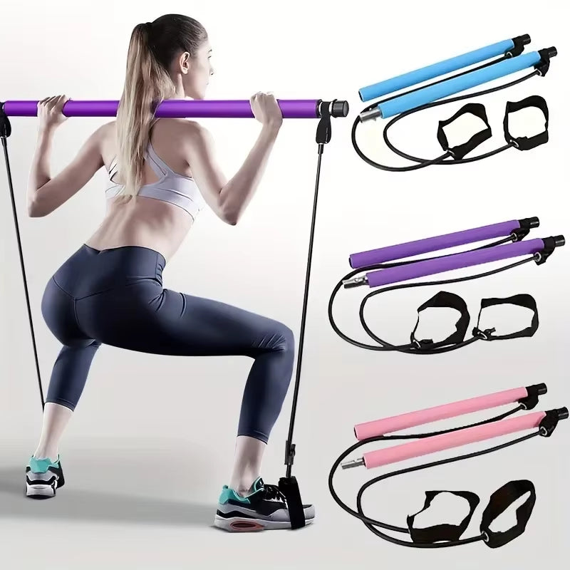 Portable Pilates Bar Kit with Resistance Bands for Yoga and Pilates Exercises