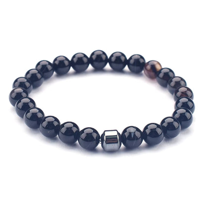 Hot Selling Wholesale Custom 8Mm Magnet Charm Beads Stretch Natural Stone Lava Bead Men Bracelet for Couple