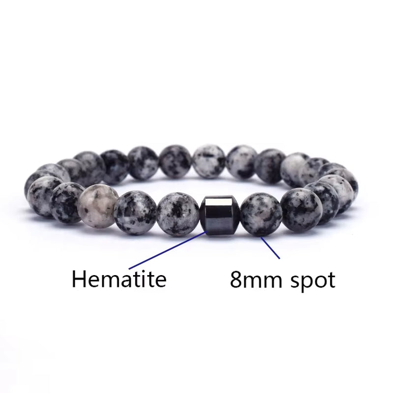 Hot Selling Wholesale Custom 8Mm Magnet Charm Beads Stretch Natural Stone Lava Bead Men Bracelet for Couple