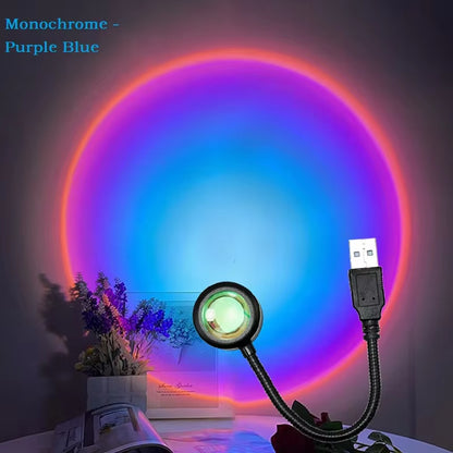 LumiGlow USB Sunset Lamp – LED Rainbow & Neon Light Projector for Aesthetic Photography & Ambient Decor