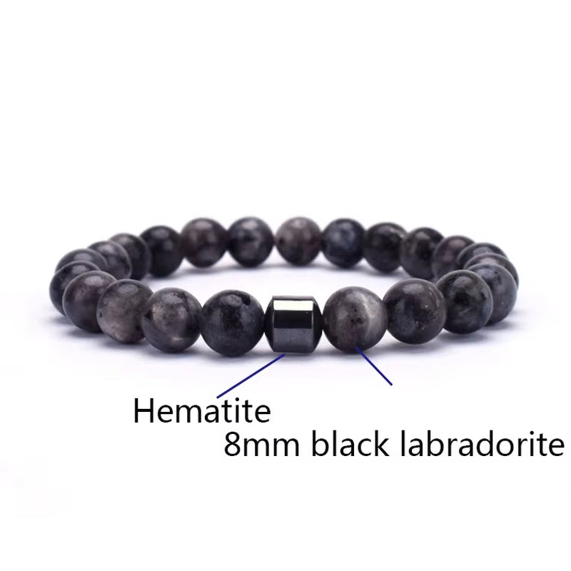 Hot Selling Wholesale Custom 8Mm Magnet Charm Beads Stretch Natural Stone Lava Bead Men Bracelet for Couple