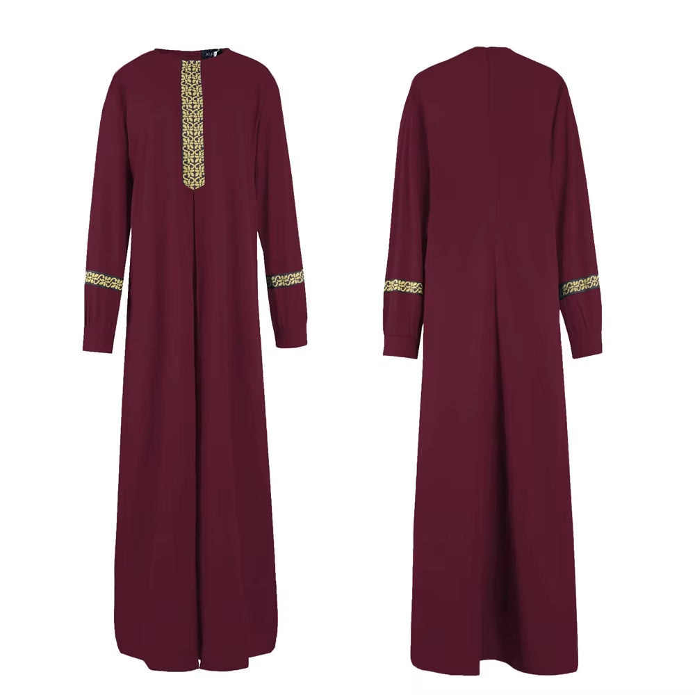 Women'S Polyester Abaya Dress Breathable Islamic Robe with Pockets Maxi Prayer Clothes and Hijabs for Adults