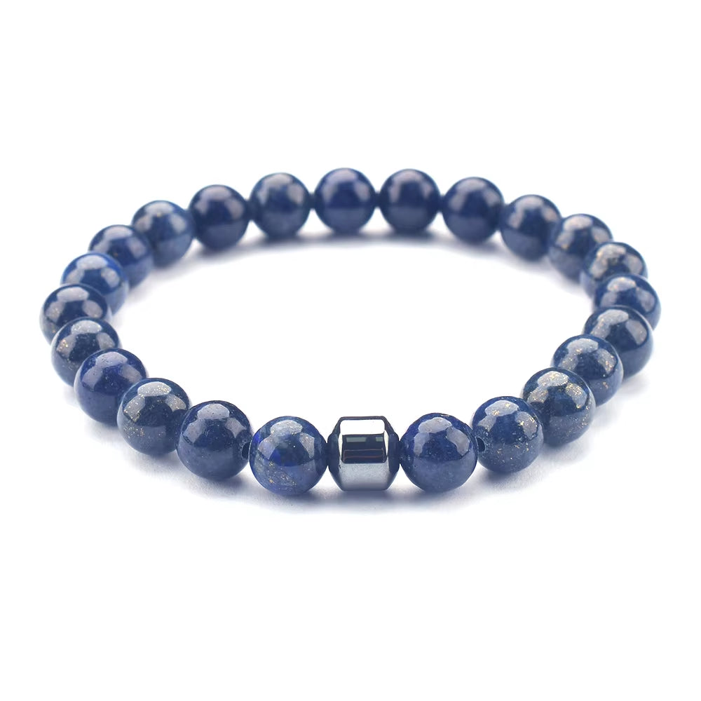 Hot Selling Wholesale Custom 8Mm Magnet Charm Beads Stretch Natural Stone Lava Bead Men Bracelet for Couple