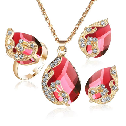 Hot Selling 6 Pcs Watch Set Colorful Drop Pendants Earrings Bangle Jewelry Set for Women