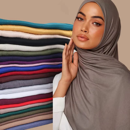 Fashion Scarf Wholesale Mercerized Cotton Premium Jersey Headscarf Hijab Muslim Women Stretchy Rayon Shawl Scarves