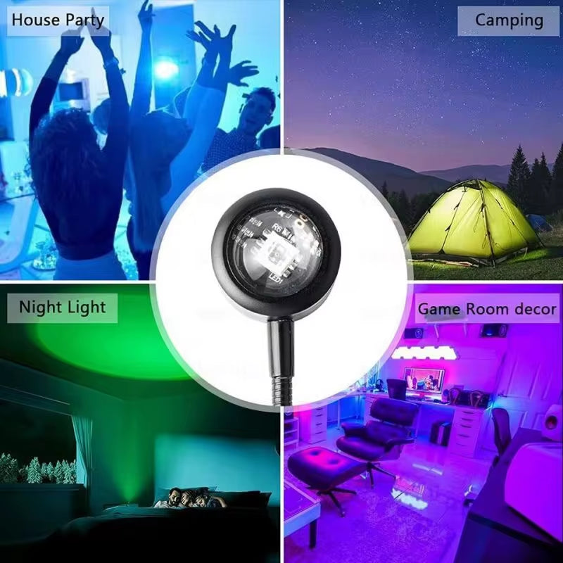 LumiGlow USB Sunset Lamp – LED Rainbow & Neon Light Projector for Aesthetic Photography & Ambient Decor