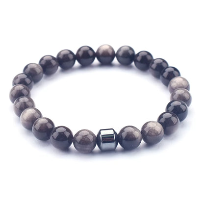 Hot Selling Wholesale Custom 8Mm Magnet Charm Beads Stretch Natural Stone Lava Bead Men Bracelet for Couple