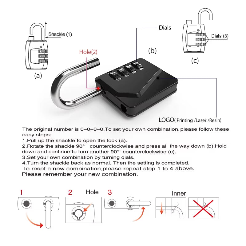 Secure & Durable 4-Digit Combination Lock – Heavy-Duty Code Padlock for Gym, Lockers & Storage