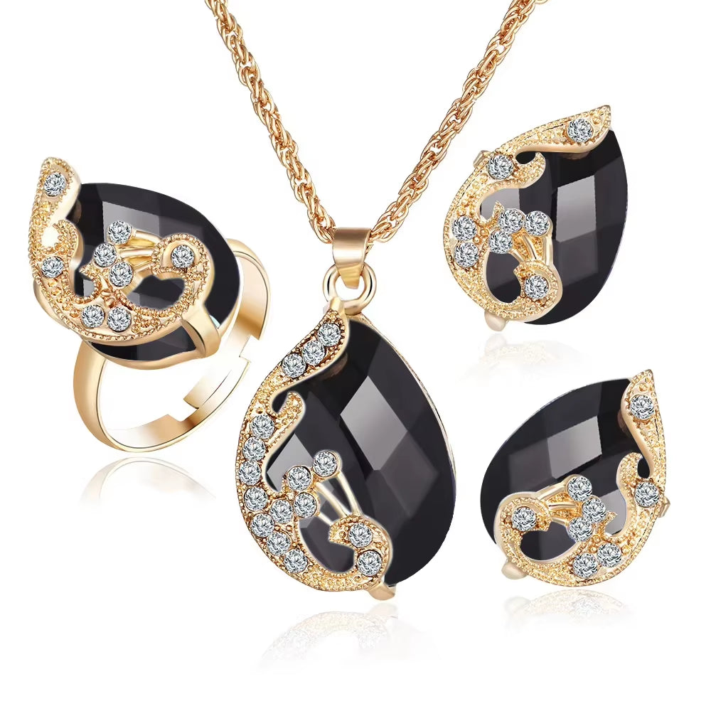 Hot Selling 6 Pcs Watch Set Colorful Drop Pendants Earrings Bangle Jewelry Set for Women