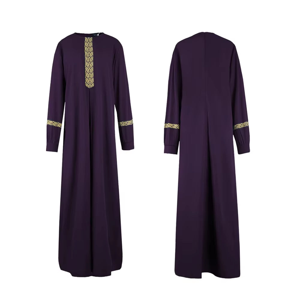 Women'S Polyester Abaya Dress Breathable Islamic Robe with Pockets Maxi Prayer Clothes and Hijabs for Adults