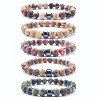 Hot Selling Wholesale Custom 8Mm Magnet Charm Beads Stretch Natural Stone Lava Bead Men Bracelet for Couple