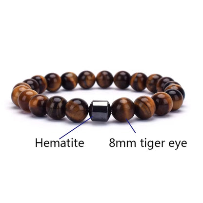 Hot Selling Wholesale Custom 8Mm Magnet Charm Beads Stretch Natural Stone Lava Bead Men Bracelet for Couple